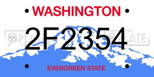 2F2354 Washington License Plate