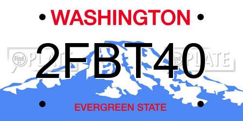 2FBT40 Washington License Plate