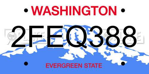 2FEQ388 Washington License Plate