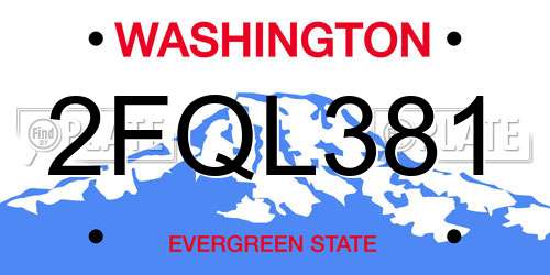 2FQL381 Washington License Plate