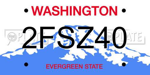 2FSZ40 Washington License Plate