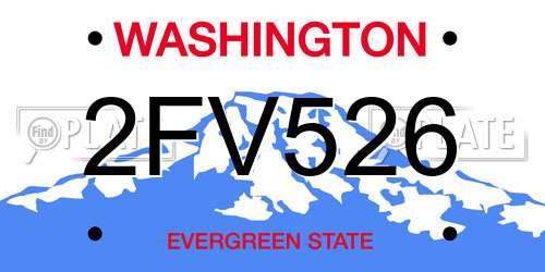 2FV526 Washington License Plate