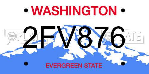 2FV876 Washington License Plate