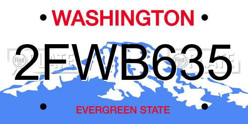 2FWB635 Washington License Plate