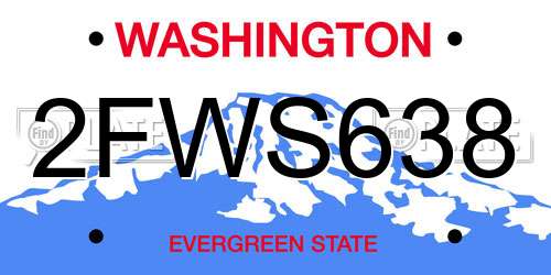 2FWS638 Washington License Plate