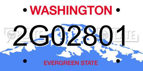 2G02801 Washington License Plate