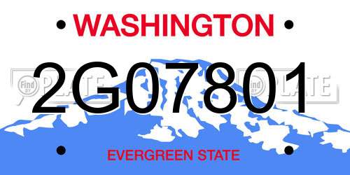 2G07801 Washington License Plate