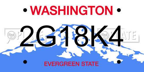 2G18K4 Washington License Plate
