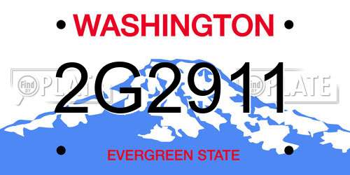 2G2911 Washington License Plate