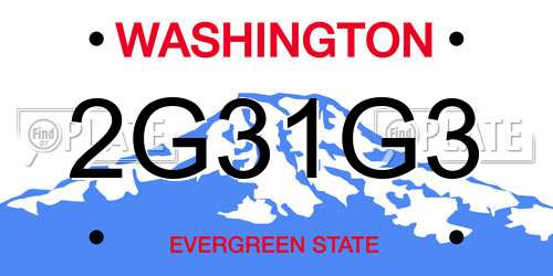 2G31G3 Washington License Plate