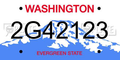 2G42123 Washington License Plate