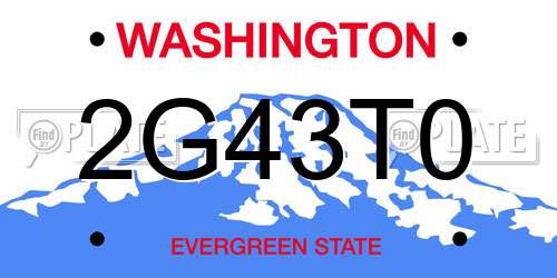 2G43T0 Washington License Plate