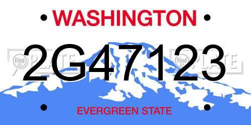 2G47123 Washington License Plate