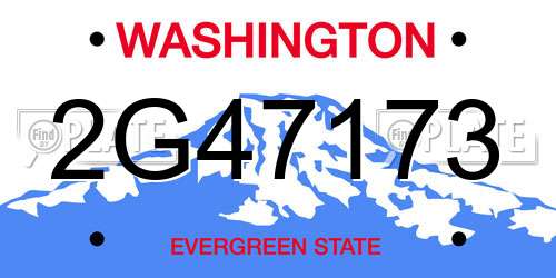 2G47173 Washington License Plate