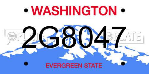 2G8047 Washington License Plate