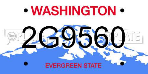 2G9560 Washington License Plate