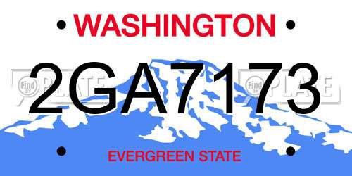 2GA7173 Washington License Plate
