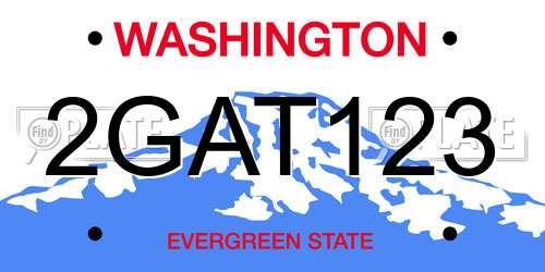2GAT123 Washington License Plate