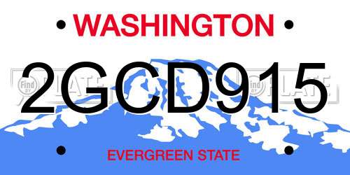 2GCD915 Washington License Plate