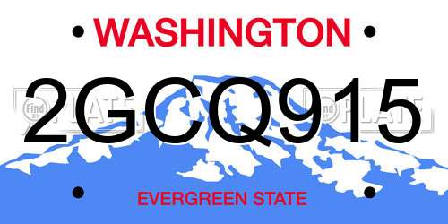 2GCQ915 Washington License Plate