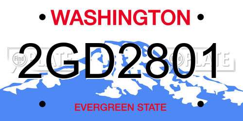 2GD2801 Washington License Plate