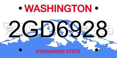 2GD6928 Washington License Plate
