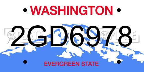 2GD6978 Washington License Plate