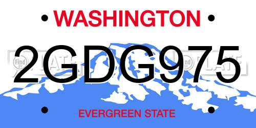 2GDG975 Washington License Plate