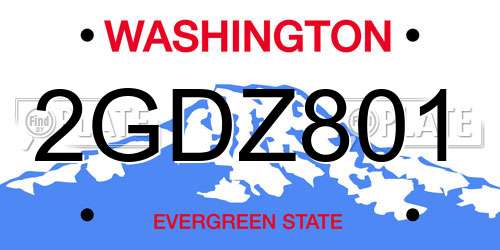 2GDZ801 Washington License Plate