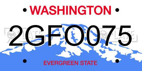 2GFO075 Washington License Plate