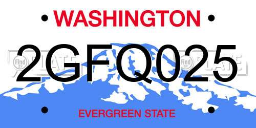 2GFQ025 Washington License Plate