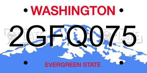 2GFQ075 Washington License Plate