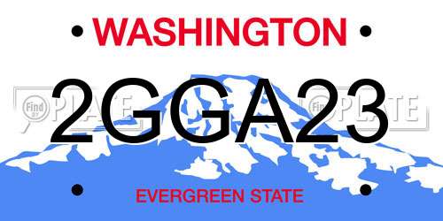 2GGA23 Washington License Plate