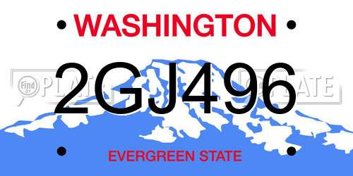 2GJ496 Washington License Plate
