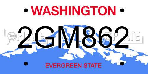 2GM862 Washington License Plate