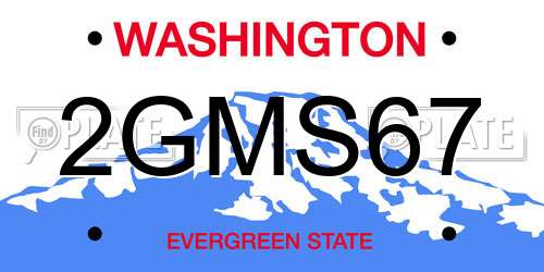 2GMS67 Washington License Plate