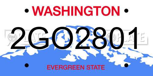 2GO2801 Washington License Plate