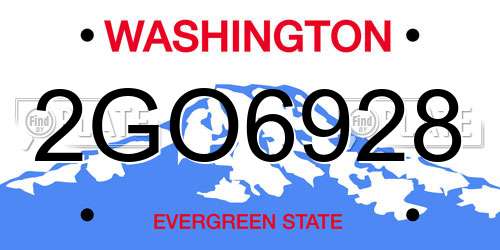 2GO6928 Washington License Plate