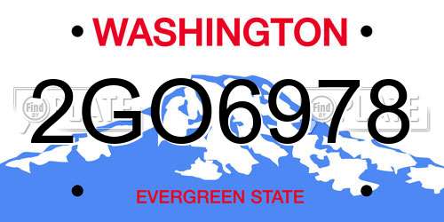 2GO6978 Washington License Plate
