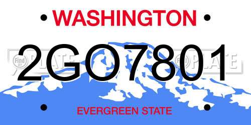 2GO7801 Washington License Plate