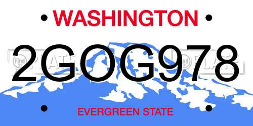 2GOG978 Washington License Plate