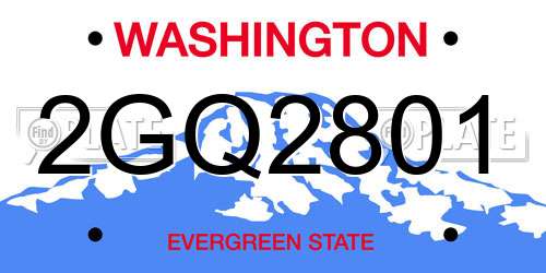2GQ2801 Washington License Plate