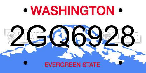 2GQ6928 Washington License Plate