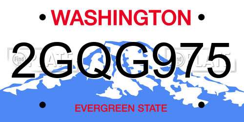 2GQG975 Washington License Plate