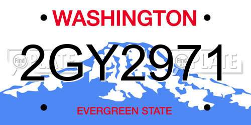 2GY2971 Washington License Plate