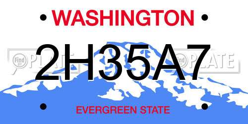 2H35A7 Washington License Plate