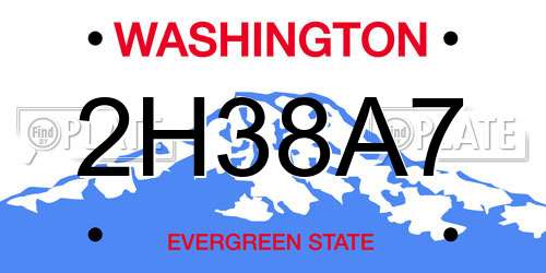 2H38A7 Washington License Plate