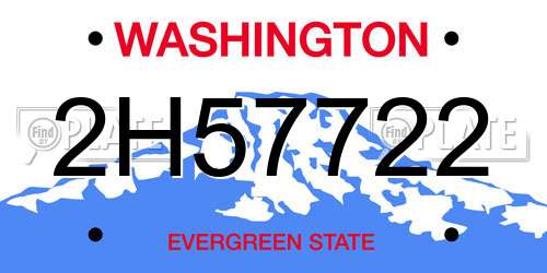 2H57722 Washington License Plate