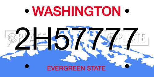 2H57777 Washington License Plate