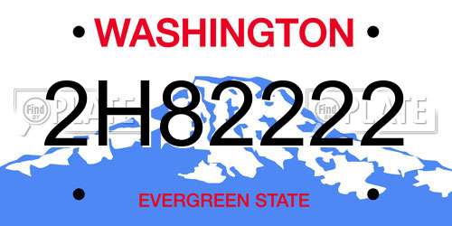 2H82222 Washington License Plate